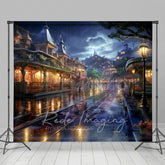 Lofaris Rainy Night Magical Kingdom Street Photo Backdrop